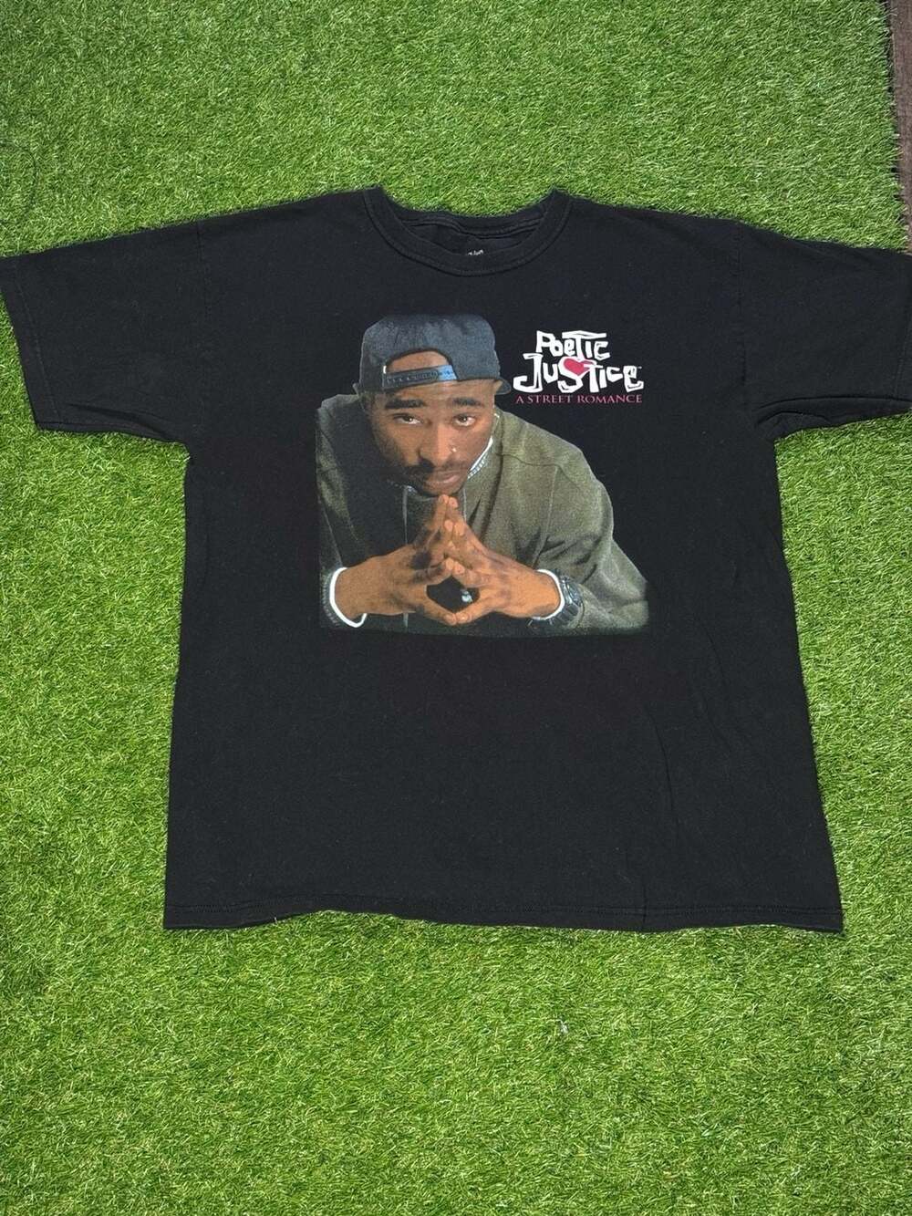 Poetic Justice Tupac Shakur Graphic T-Shirt Black Size Large